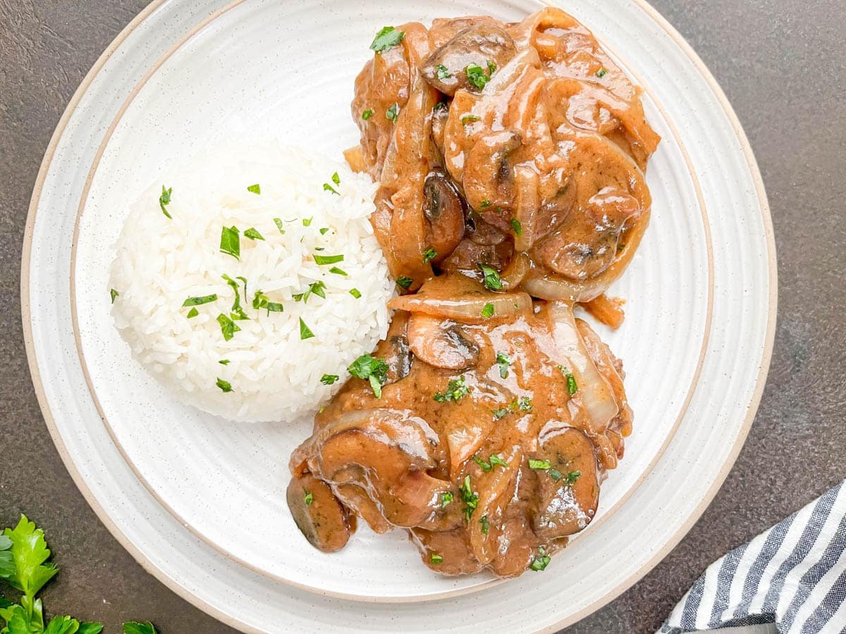Juicy Hamburger Steak with Homemade Mushroom & Onion Gravy